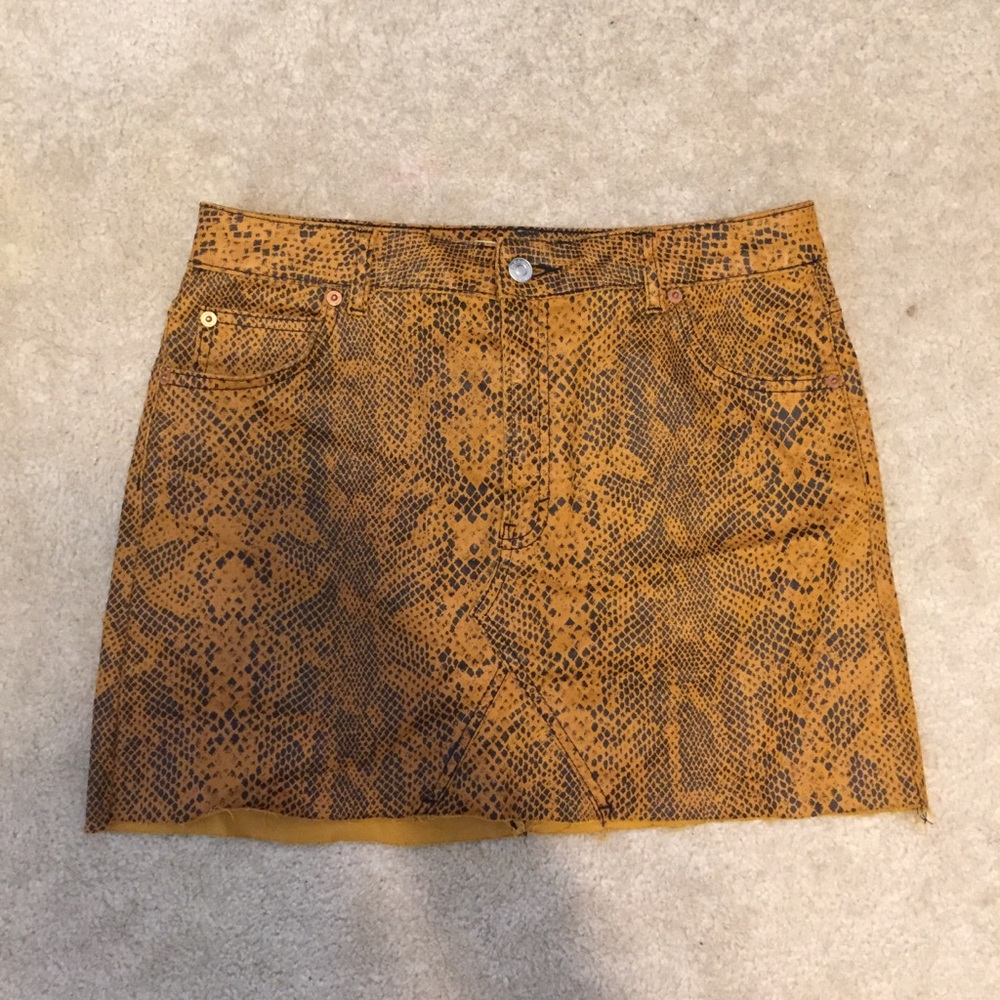 Topshop Mini Snakeskin Leather Skirt